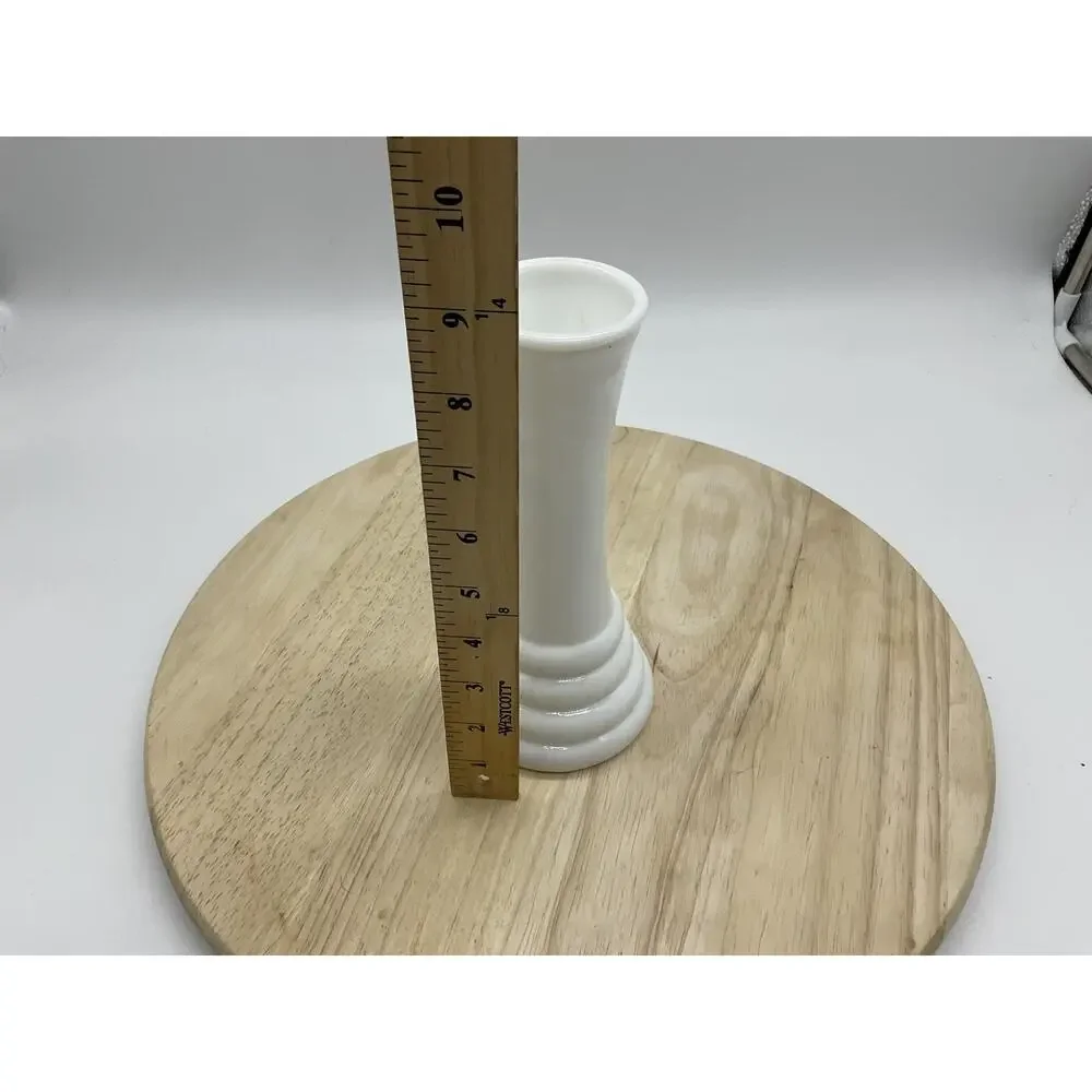 Vintage White Ceramic Bud Vase Tiered‎ Ring Pedestal Base Modern Home Decor